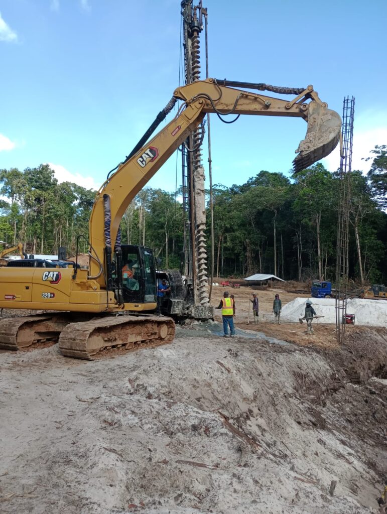 CFA Pile Bridge Construction: Drilling of CFA Piles (2)
