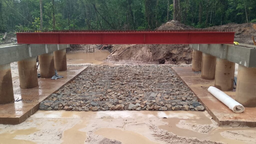 CFA Pile Bridge Construction: Placement of Gabion Stone